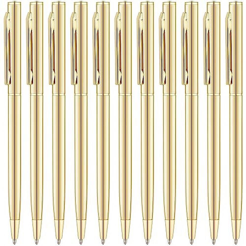 Unibene 12 Pack Gold Slim Ballpoint Pens Black ink Medium Point(1 mm), Nice Gift for Wedding Business Office Students Teachers Christmas