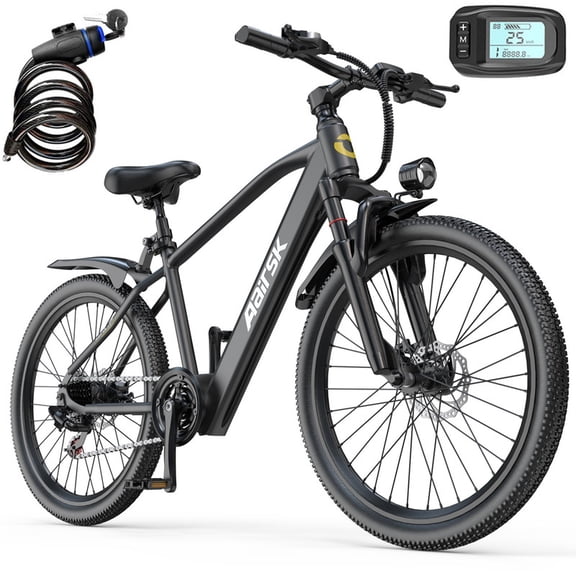 Unibike 24"Electric Bike for Adults, 400W Ebike with 36V 10AH Battery, 40Miles Long Range Mountain Bikes, Shimano 7-Speed Electric Bicycle, Black