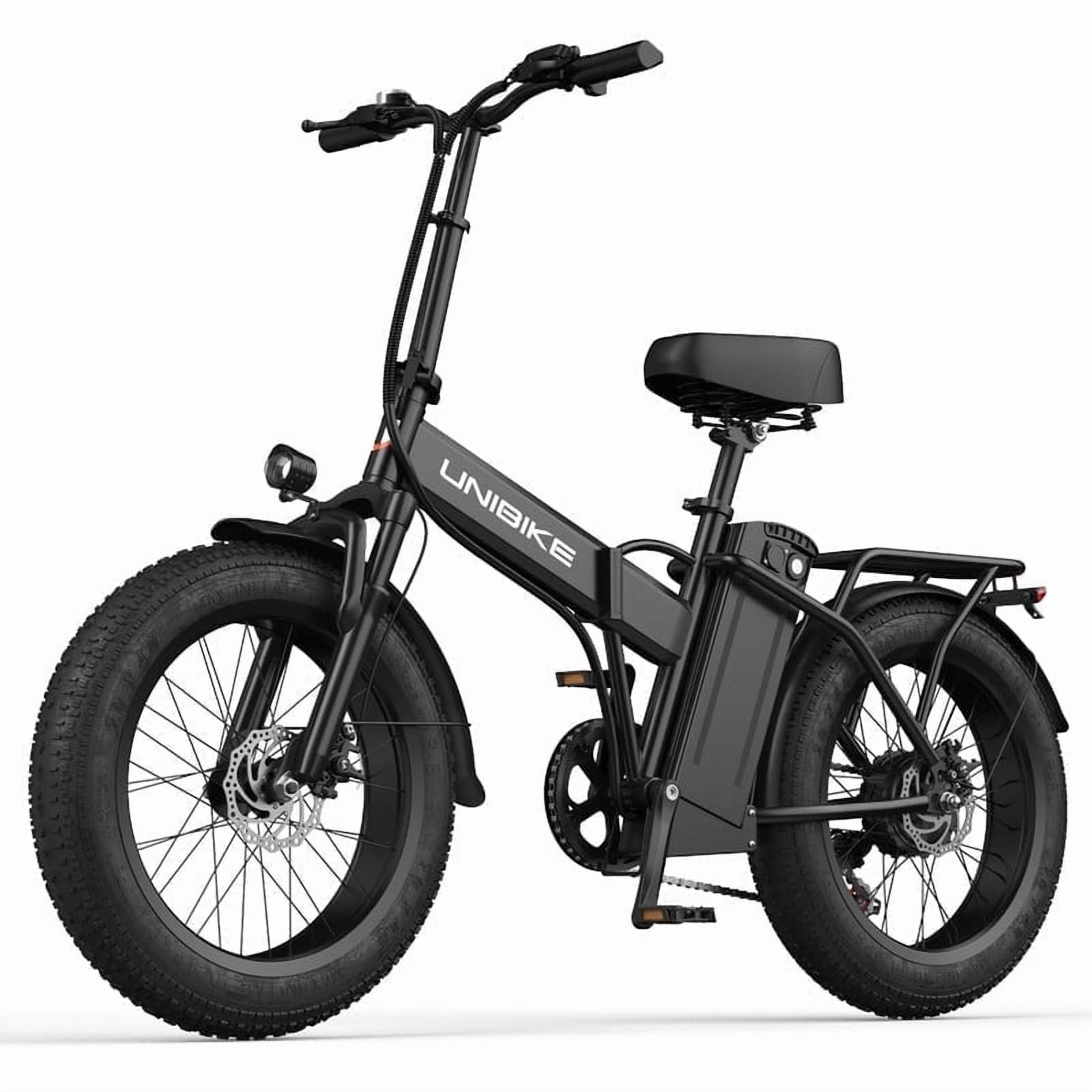 Unibike 748W Peak Motor Ebike, Foldable Electric Bike for Adults, 20*4.0'' Fat Tire Mountain Bicycle, 48V 15AH, 7-Speed E-bike
