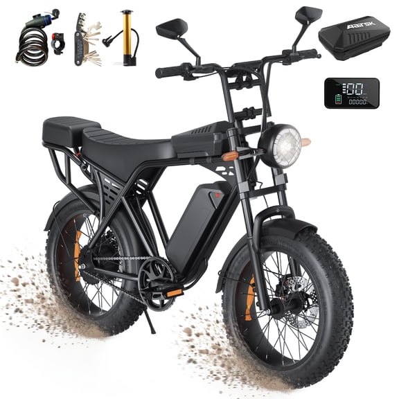 Unibike Electric Bike for Adults, 748 Peak Motor, 20"x4" Fat Tire E Mountain Bike, Off-road E-Bike with LED Turn Signals, 48V/15AH UL2849
