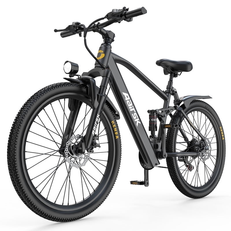Unibike Electric Mountain Bike for Adults 24'', 748 Peak Motor Ebike, 36V 13AH Battery, Top Speeds 22MPH, 21 Speed, Dual Suspension, Black