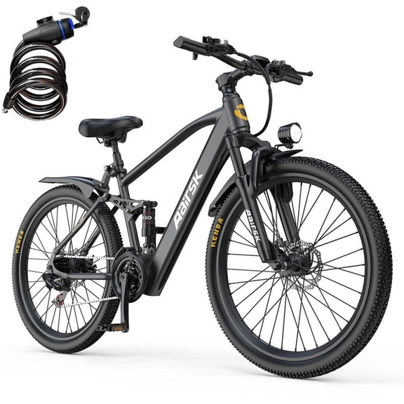 Unibike Electric Mountain Bike for Adults 24'', 748 Peak Motor Ebike, 36V 13AH Battery, Top Speeds 22MPH, 21 Speed, Dual Suspension, Black