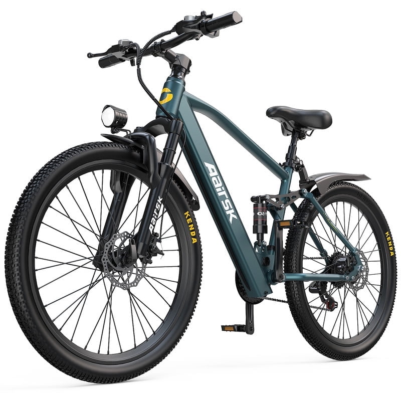 Unibike Electric Mountain Bike for Adults 24'', 748 Peak Motor Ebike, 36V 13AH Battery, Top Speeds 22MPH, 21 Speed, Dual Suspension, Blue