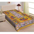 thumbnail image 1 of Unibliss Cotton Comfort Rajasthani Jaipuri Traditional Single Bedsheet - Yellow,Pack Of 1, 1 of 1