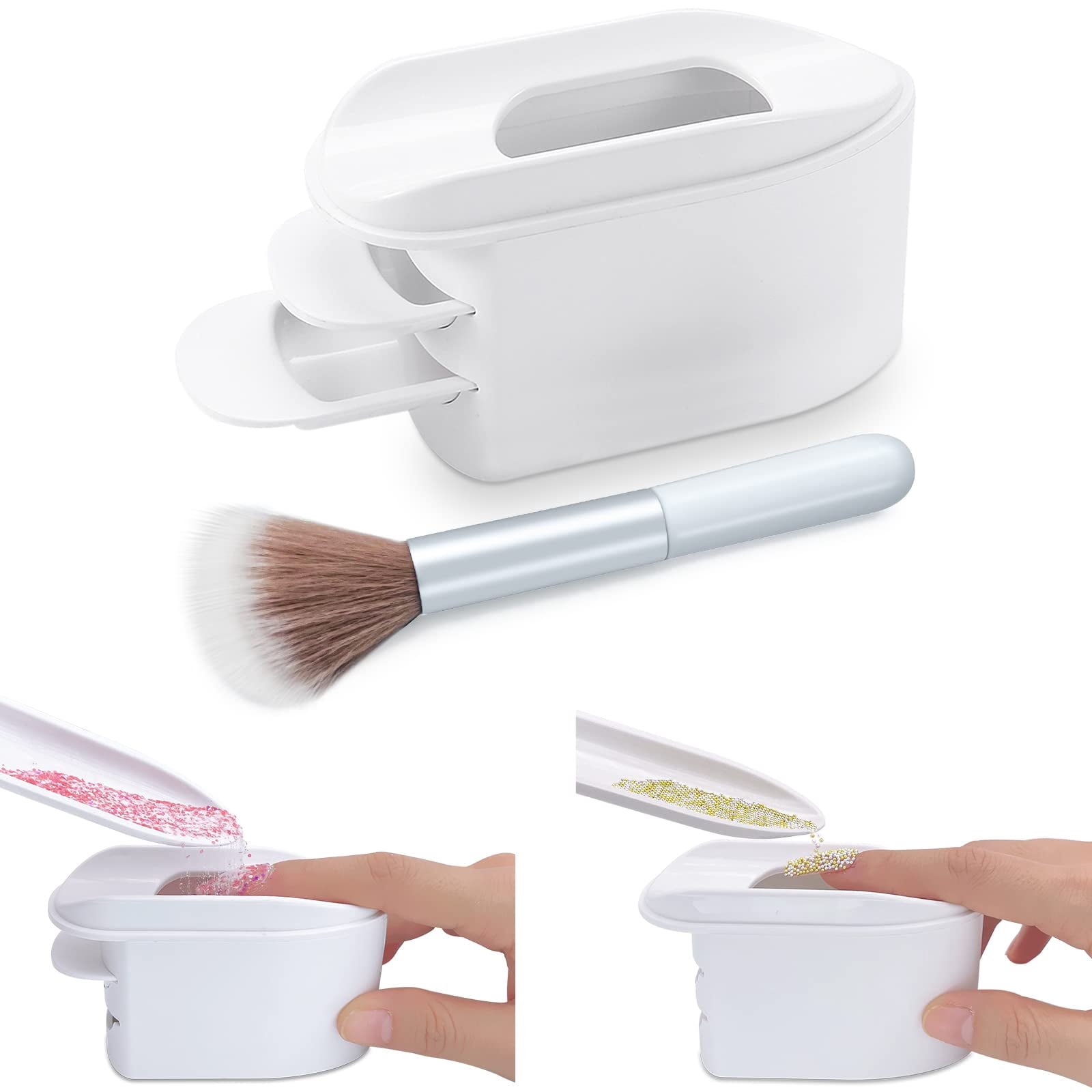 Vriusi Nail Dip Powder Tray – Doppelschicht-Pulver-Sammler Für Nageldesign, Maniküre-Zubehör Für Anfänger