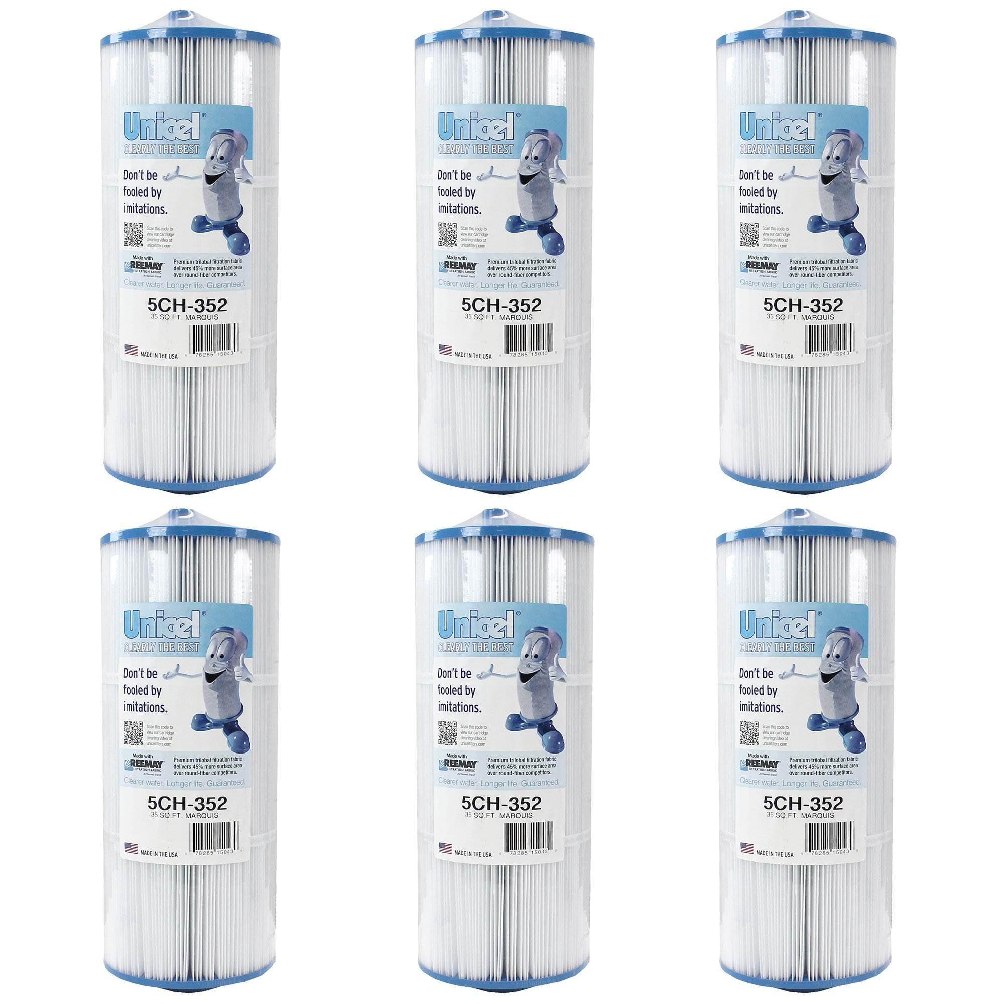 Unicel 5CH-352 Replacement 35 SqFt Spa Filter Cartridge,151 Pleats (6 Pack)
