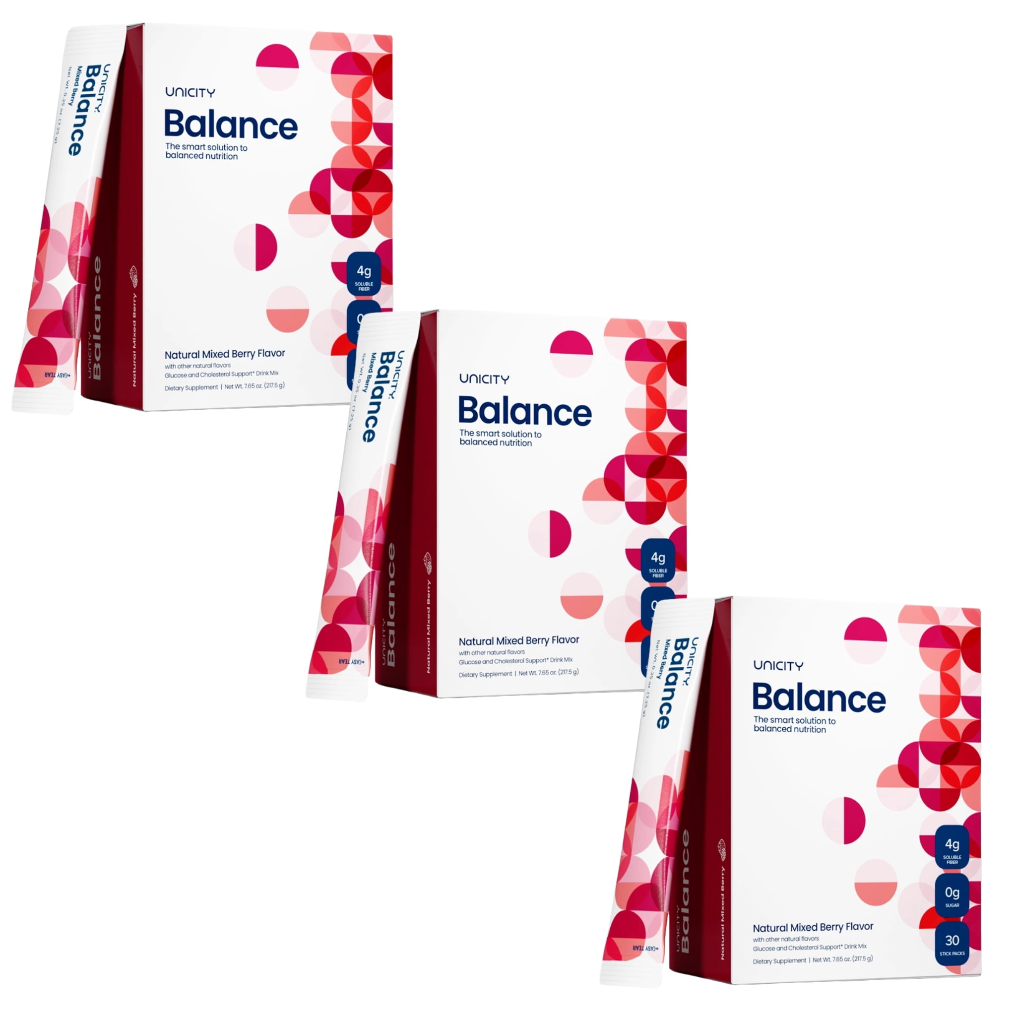 Unicity Balance Mixed Berry Drink Mix 3 Box Pack, 90 Sachets Total (3 x 30), Instant Berry Beverage Powder, Low Calorie Daily Drink Mix, Travel Friendly Sachets for Men & Women