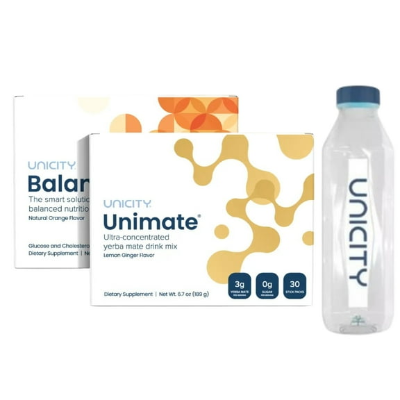 Unicity Duo Pack : 1 Box Berry + 1 Box Lemon Ginger + 1 Unicity Bottle | 30 sachets each | Drink Mix