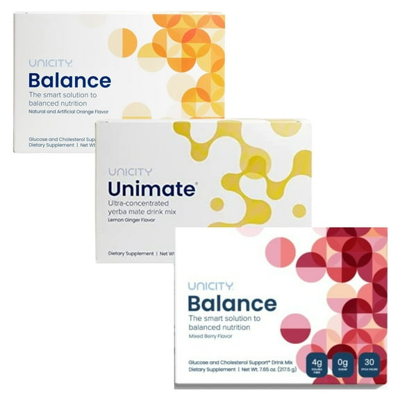 Unicity Trio Pack : Orange (30 sachets ) + Berry (30 sachets ) + Lemon Ginger (30 sachets ) | Drink Mix