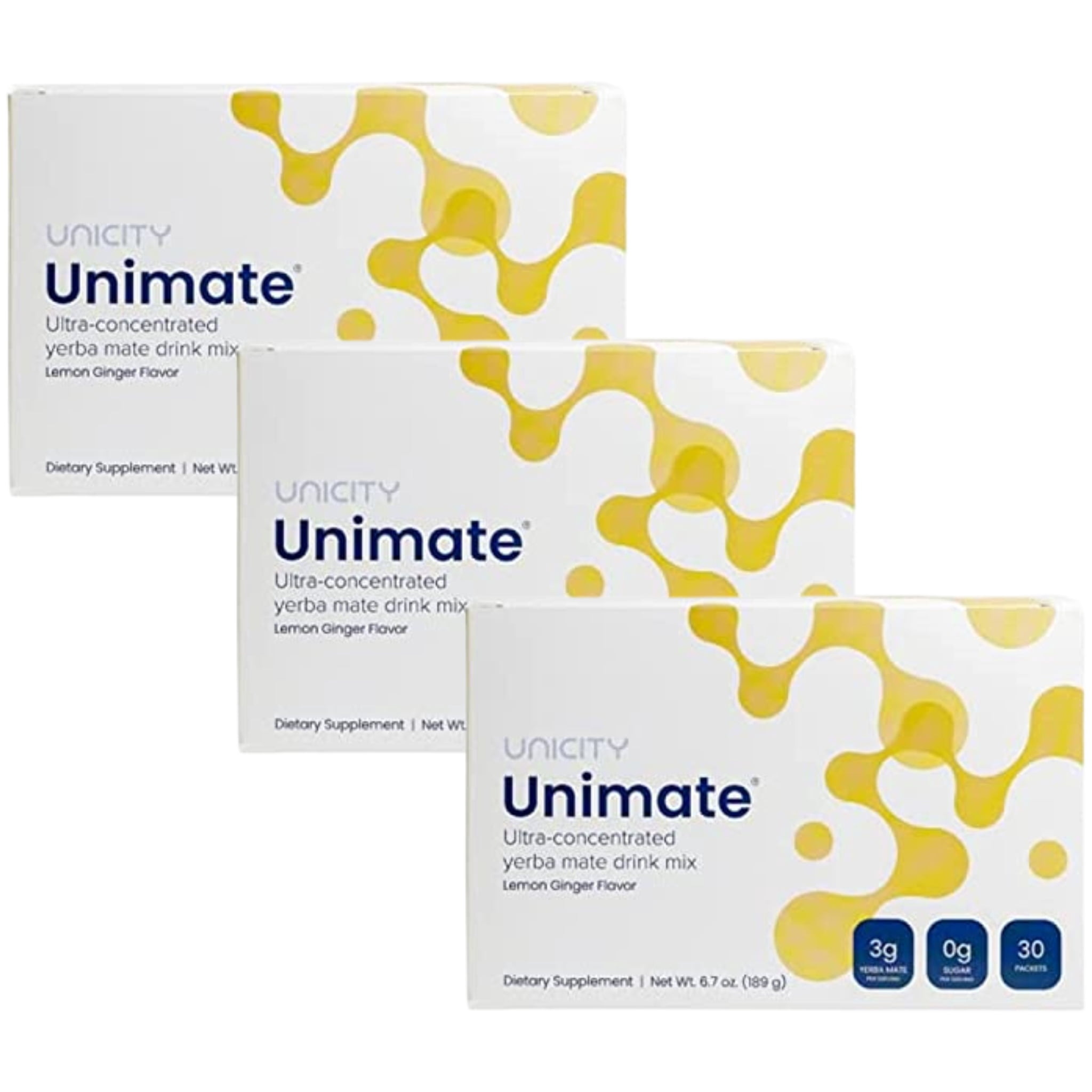 Unicity Unimate Ginger Drink Mix 3 Box Pack, 90 Sachets Total (3 x 30), Instant Ginger Beverage Powder, Low Calorie Daily Drink Mix, Travel Friendly Sachets for Men & Women