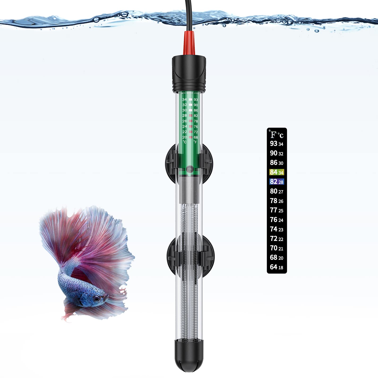 Uniclife 200 Watt Aquarium Heater with Thermometer, Fish Tanks Heater