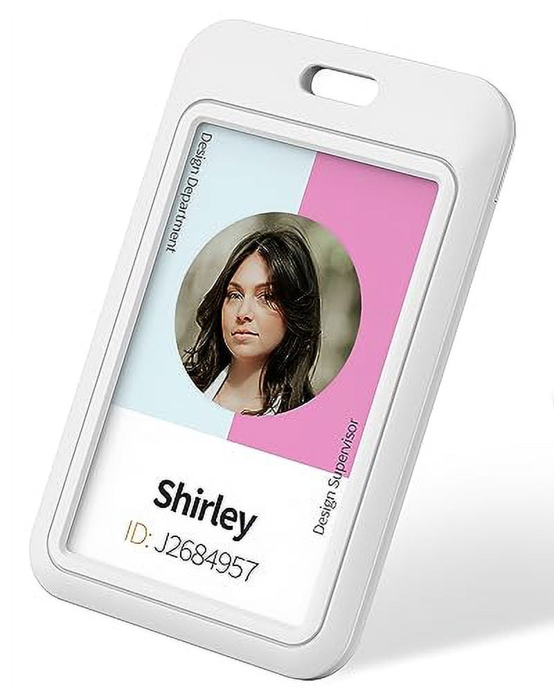 Porta Badge Con Portachiavi - 2 Custodie Rigide Trasparenti Per Carte D'Identità - Foto 2