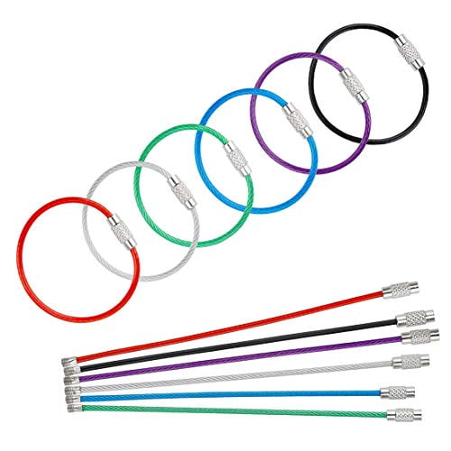 Uniclife 20 Pack Wire Keychain Cable 4 Inch Stainless Steel Key Ring Loop for Outdoor Hiking Luggage Tags