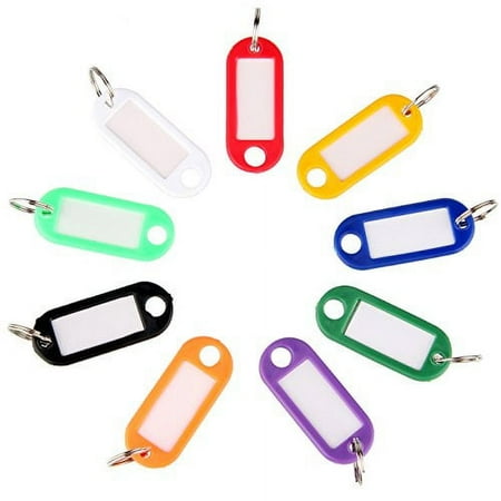 Uniclife 40 Pack Tough Plastic Key Tags with Split Ring Label Window, Assorted Colors