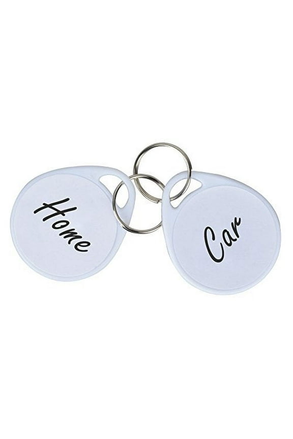 50 Pack Plastic Key Tags with Split Ring Label, White
