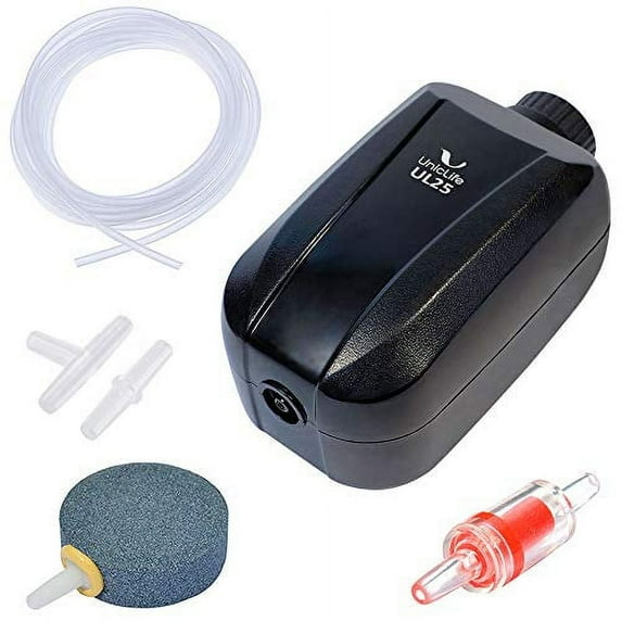 Uniclife Aquarium Adjustable Air Pump Single 2 L/min 2.5 W Fish Tank Oxygen Pump with Air Tubing Valve Stone Accessories