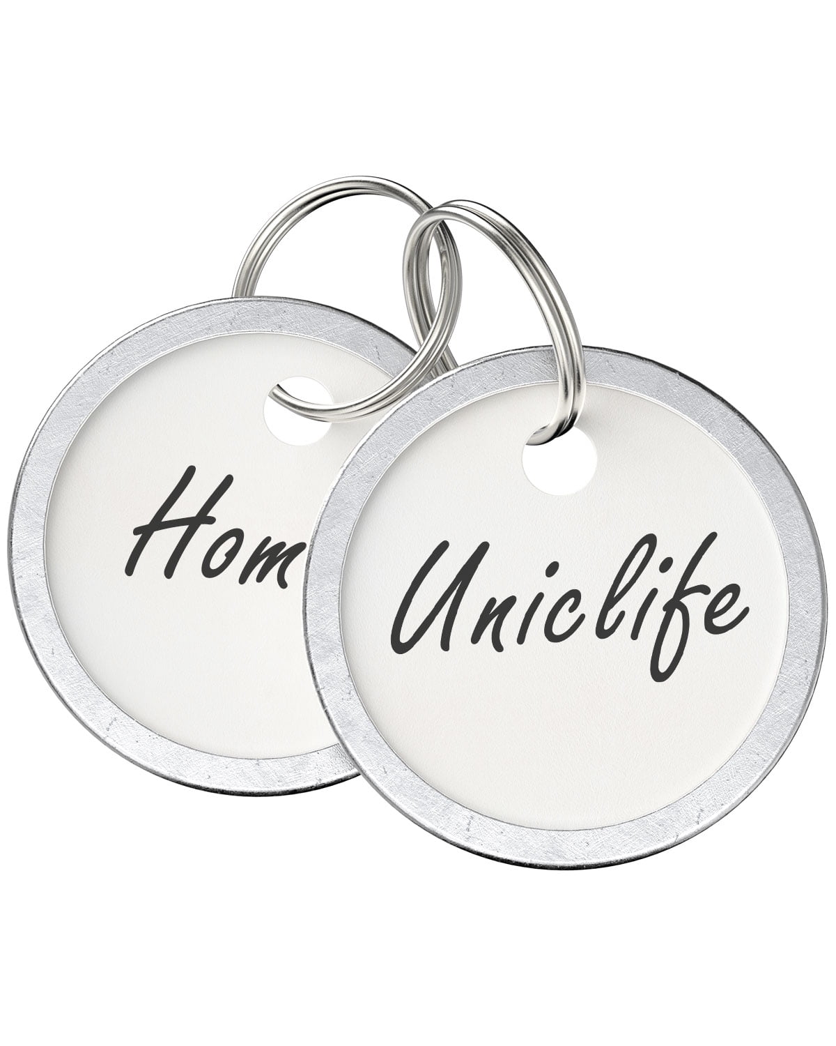 Chain Label Uniclife Metal Rim Key Tags 1 Inch White Paper Labels Writable Round ...