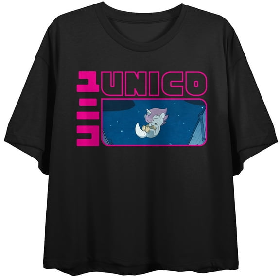 UNICO: AWAKENING Unico, Logo text on Black Short Sleeve Adult Crop T-Shirt-Medium