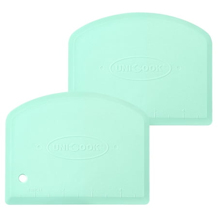 Unicook 2 Pack Dough Scraper Pastry Cutter Versatile Kitchen Tool, Blue