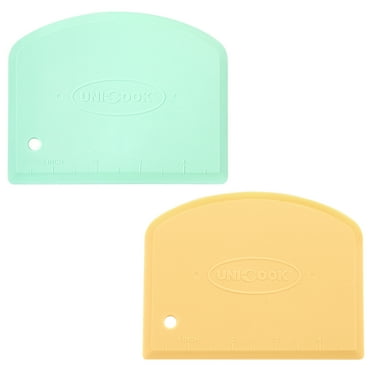Unicook 2 Pack Dough Scraper Pastry Cutter Versatile Kitchen Tool, Blue / Orange