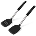 thumbnail image 1 of Unicook 2 Pack Silicone Spatula Turners, Non Stick Solid & Slotted Cooking Spatula Set, Kitchen Cooking Utensils, Black, 1 of 9