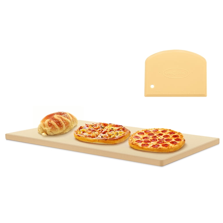Extra Large Rectangular Pizza Stone - 22 X 14 X 0.6 Inch Cordierite, For Oven & Grill, Includes Scraper & Parchment Paper