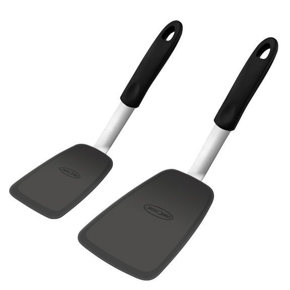 Unicook Flexible Silicone Spatula, Pancake Turner Set of 2, 600℉ Heat Resistant Spatula Turners for Nonstick Cookware, Kitchen Cooking Utensils, Size: S & L