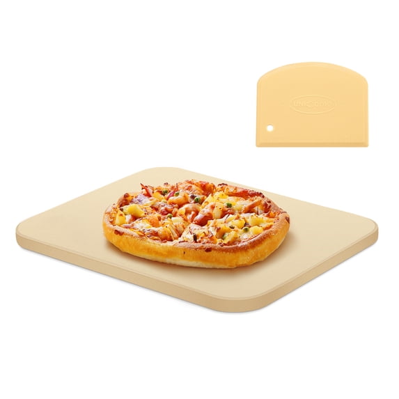 Unicook Heavy Duty Cordierite Large Pizza Stone for Oven and Grill, Non-stick Rectangular Baking Stone, 16" x 14"