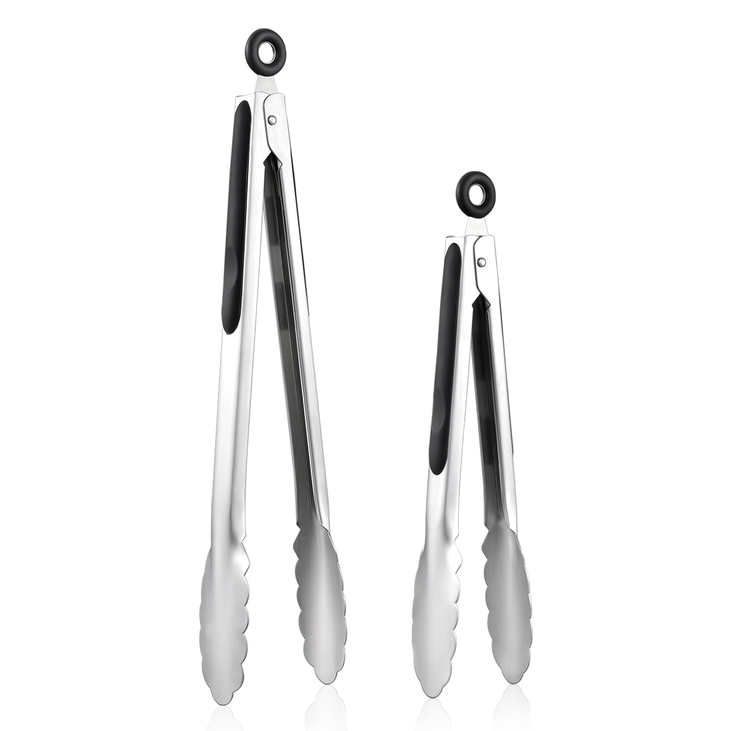 Unicook Heavy Duty Stainless Steel Kitchen Tongs, Durable Locking Barbecue Tongs with Non-slip Silicone Grips, Perfect for Food, Salad and BBQ, Set of 2 (9" and 12")