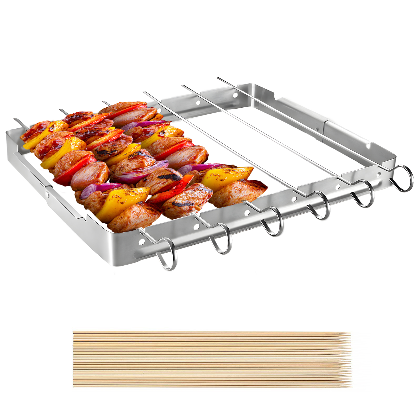 HIC Bamboo BBQ, Kabob and Grill Skewers, 6Inches Long, Set of 100