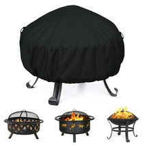 Unicook Round Fire Pit Cover 38 Inch, Outdoor Waterproof Firepit Cover for Kingso, Landmann, Hampton Bay, 38" Dia x 18" H, Black