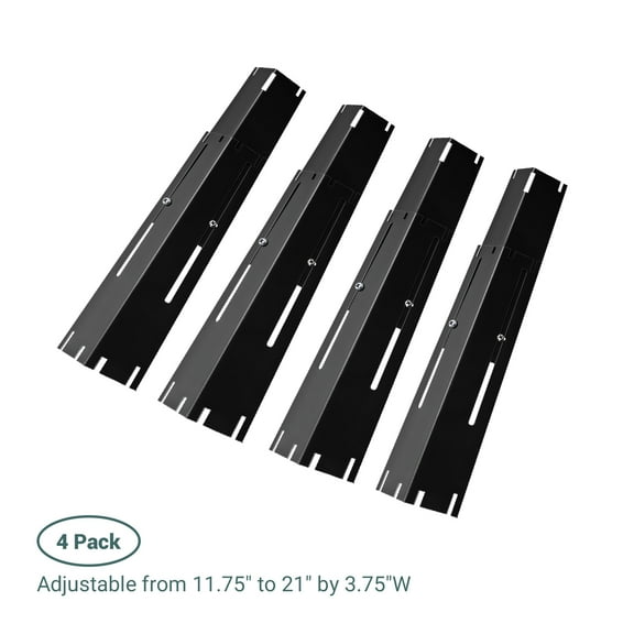 Unicook Set of 4 Grill Heat Plates, Adjustable Heat Shield, Porcelain Flame Tamers, Burner Cover, BBQ Gas Grill Replacement Parts