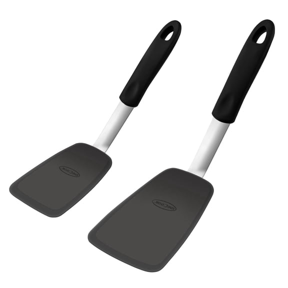 Unicook Silicone Pancake Turners 2 Pack for Nonstick Cookware, Flexible Heat Resistant Kitchen Spatulas for baking, flipping eggs, burgers, pancake, Size: S & M