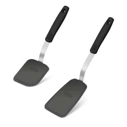 Unicook Small Silicone Spatula Set 2-Pack, Heat Resistant Spatula Turner for Nonstick Cookware, Flexible Cooking Utensils for Flipping Eggs, Pancakes, Cookies