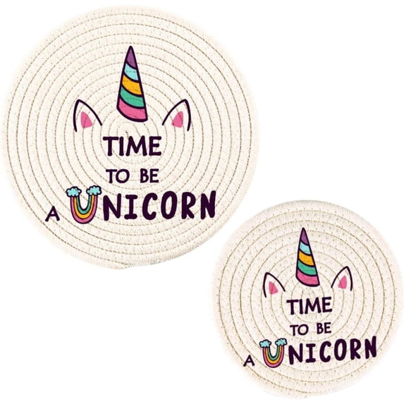 Unicorn 2 Pack Pot Holders Trivets, Heat Resistant Hot Pads for Kitchen Table Decoration Trivets for Hot Dishes/Pot/Bowl/Teapot/Hot Pot Holders, 7" + 9.45"