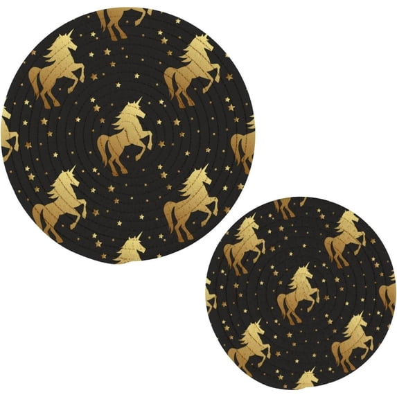 Unicorn 2 Pack Pot Holders Trivets, Heat Resistant Hot Pads for Kitchen Table Decoration Trivets for Hot Dishes/Pot/Bowl/Teapot/Hot Pot Holders, 7" + 9.45"