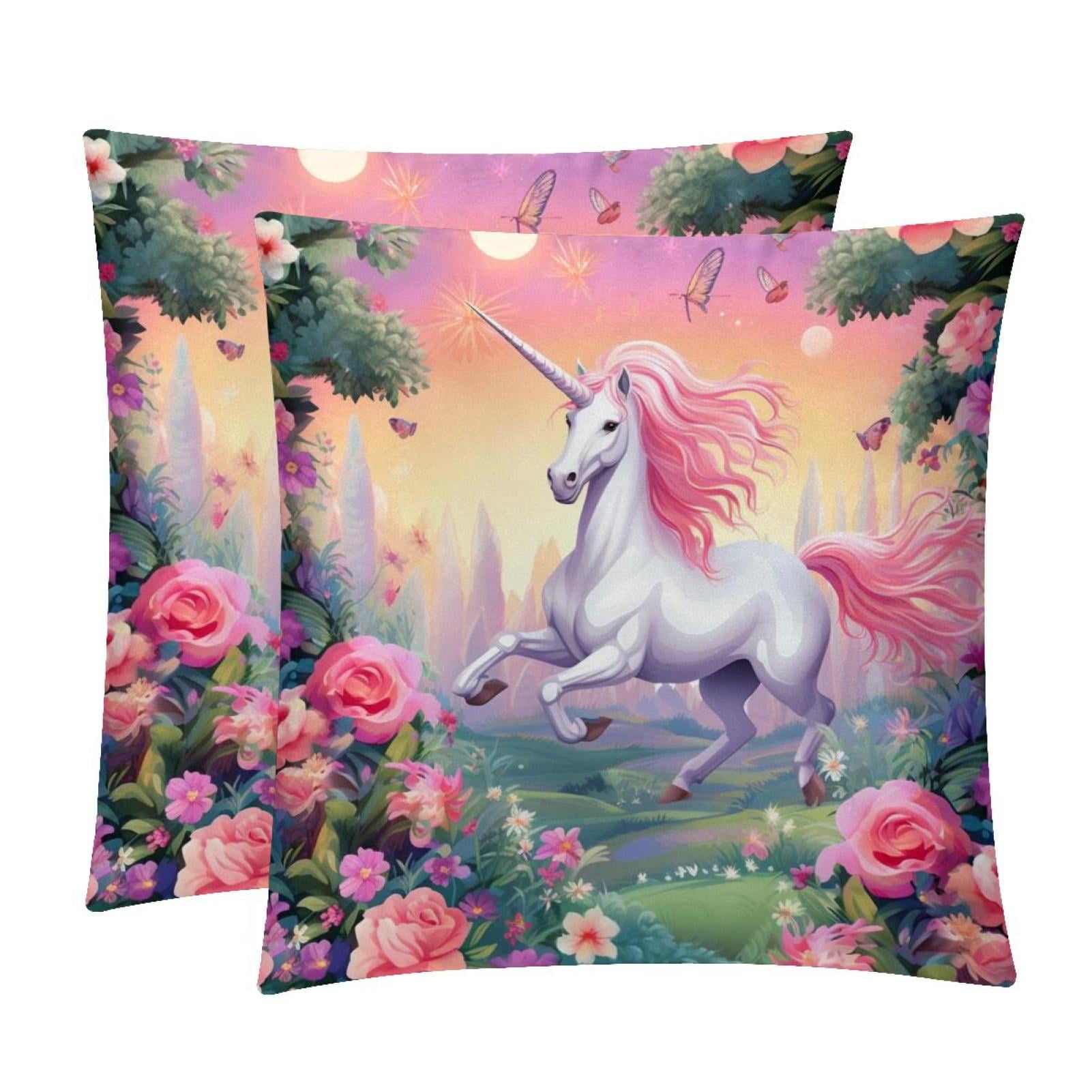 Unicorn 2Pack Velvet Pillow Inserts with Unique Patterns Chair
