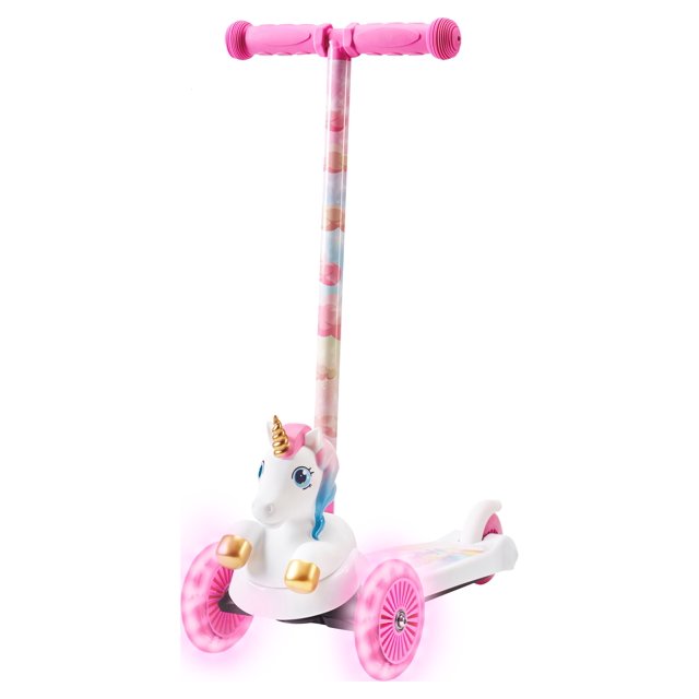Unicorn 3 Wheel Kick Scooter with Lightup Wheels for Preschool and