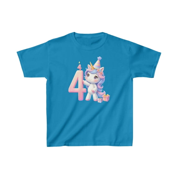 Unicorn 4th Birthday T-Shirt, Fourth Birthday Shirt, Unicorn Birthday Tee