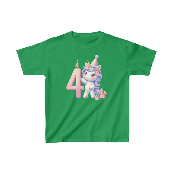 Unicorn 4th Birthday T-Shirt, Fourth Birthday Shirt, Unicorn Birthday Tee