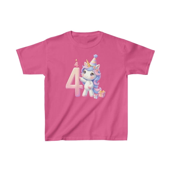 Unicorn 4th Birthday T-Shirt, Fourth Birthday Shirt, Unicorn Birthday Tee