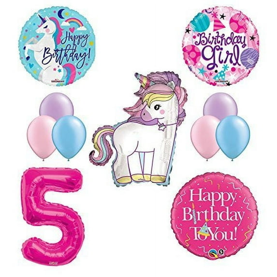 Unicorn 5th Birthday Girl Party Supplies and Balloon Decorations