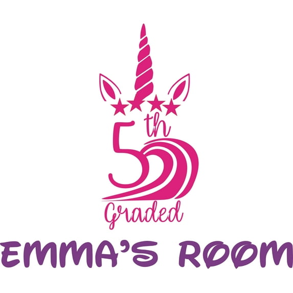 Unicorn 5th Graded Stars Unicorns Customized Wall Decal - Custom Vinyl Wall Art - Personalized Name - Baby Girls Boys Kids Bedroom Wall Decal Room Decor Wall Stickers Decoration Size (30x30 inch)
