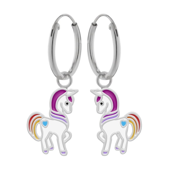 Unicorn 925 Sterling Silver Hoop Earrings