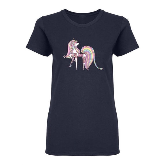 Unicorn, A Lush Wavy Mane Shaped T-Shirt Women -Image by Shutterstock, Female Medium