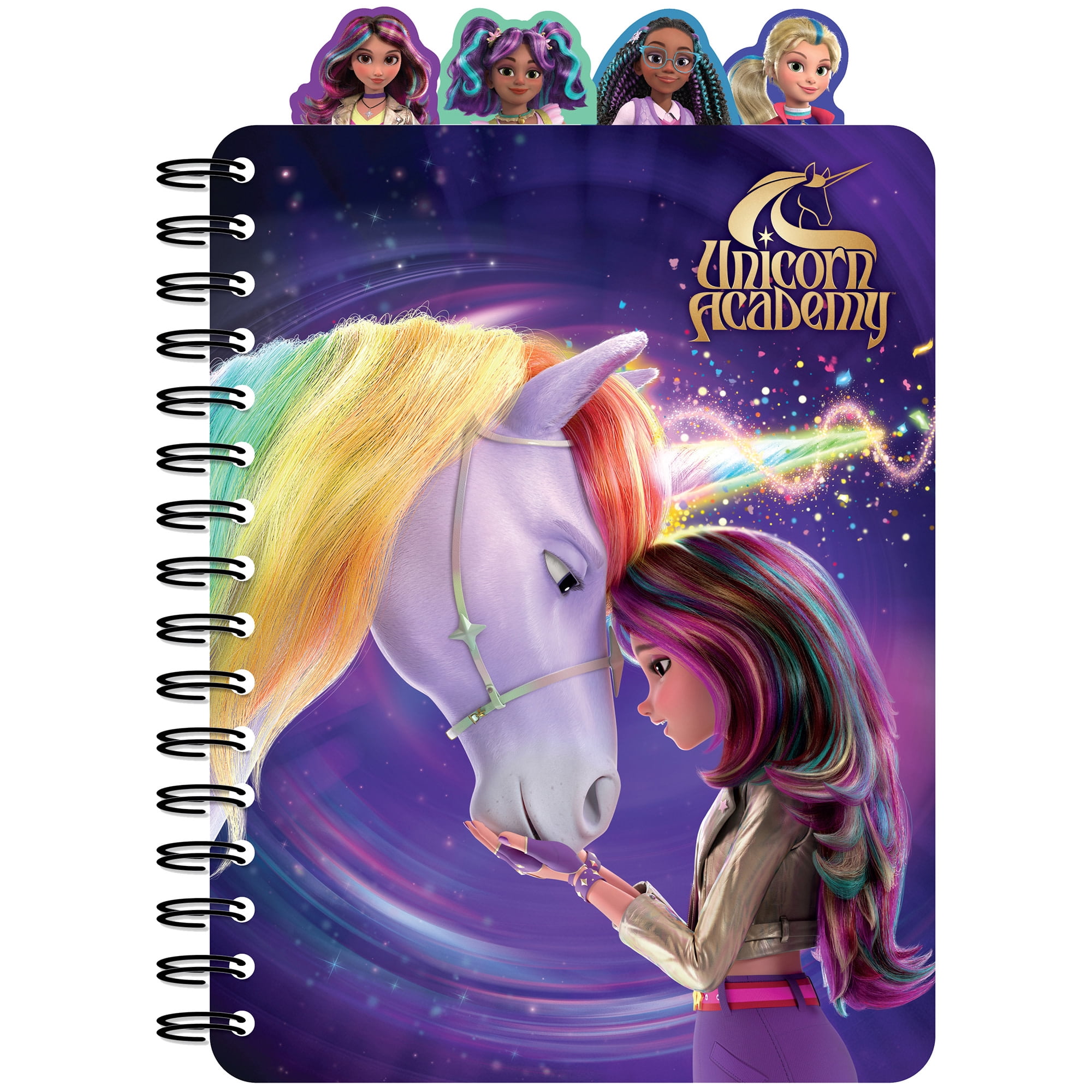 Inkology: 4 Tab Journal: Unicorn Academy - 160 Dot Pages, Magical Themed Spiral Notebook, 4 Character Dividers, Writing-Notes-Dreams-Doodles, Kids 3+
