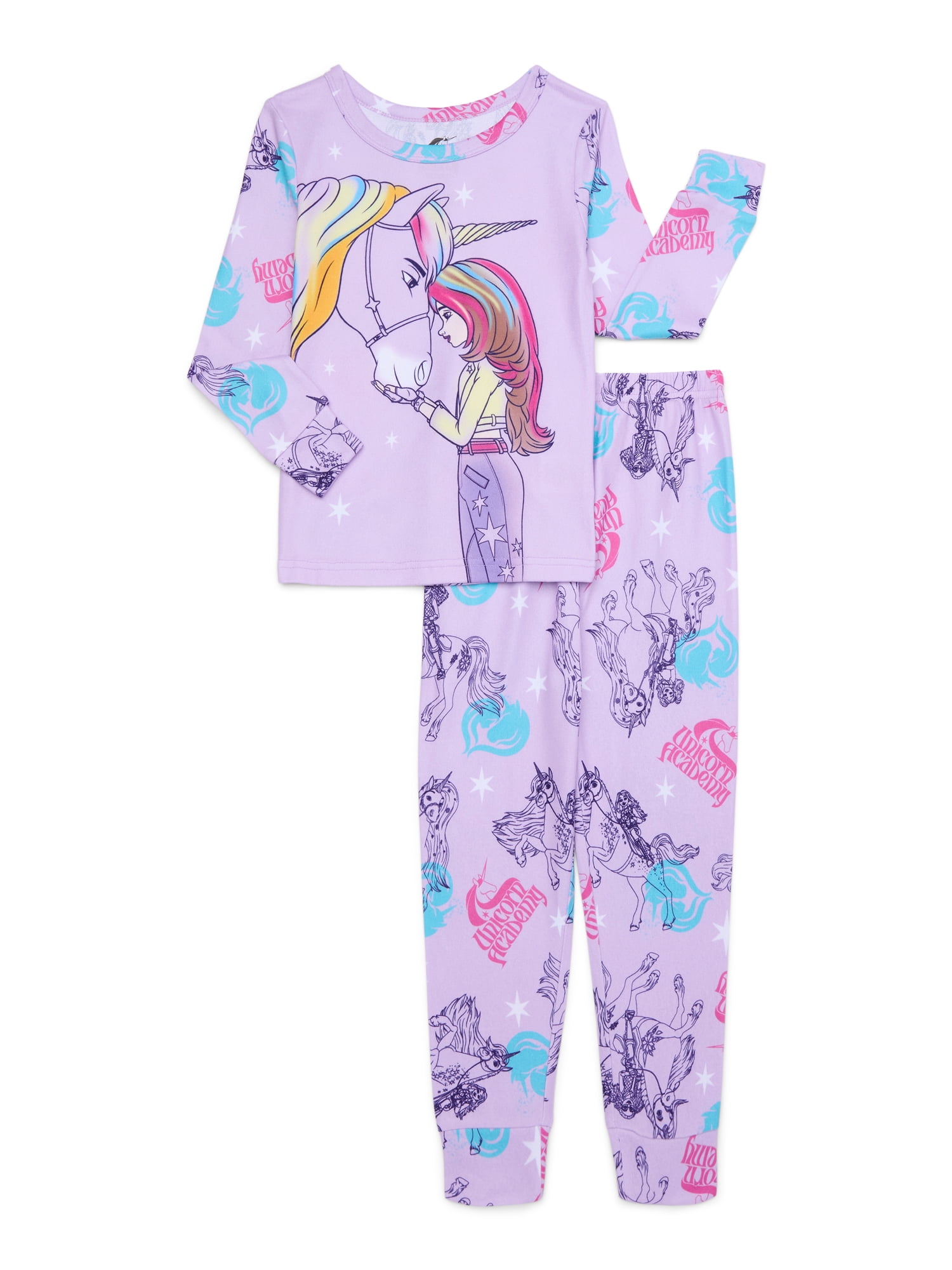 Unicorn Academy Girls Long Sleeve Top and Pants Pajama Set 2 Piece Sizes 4 12 Walmart