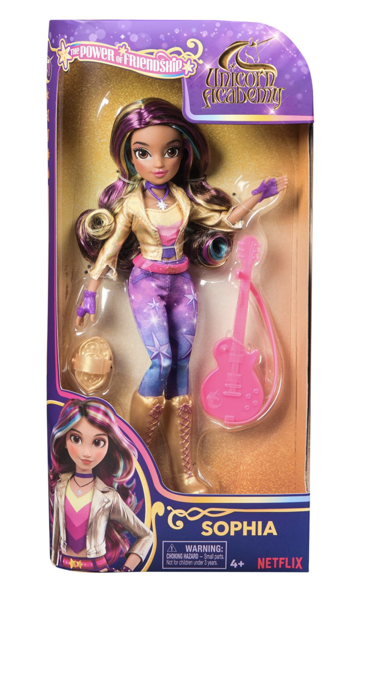 Unicorn Academy Power of Friendship Sophia Doll with Guitar & 6 Fashion Accessories, 9.5, Kids Unicorn Toy for Girls Ages 4 and Up