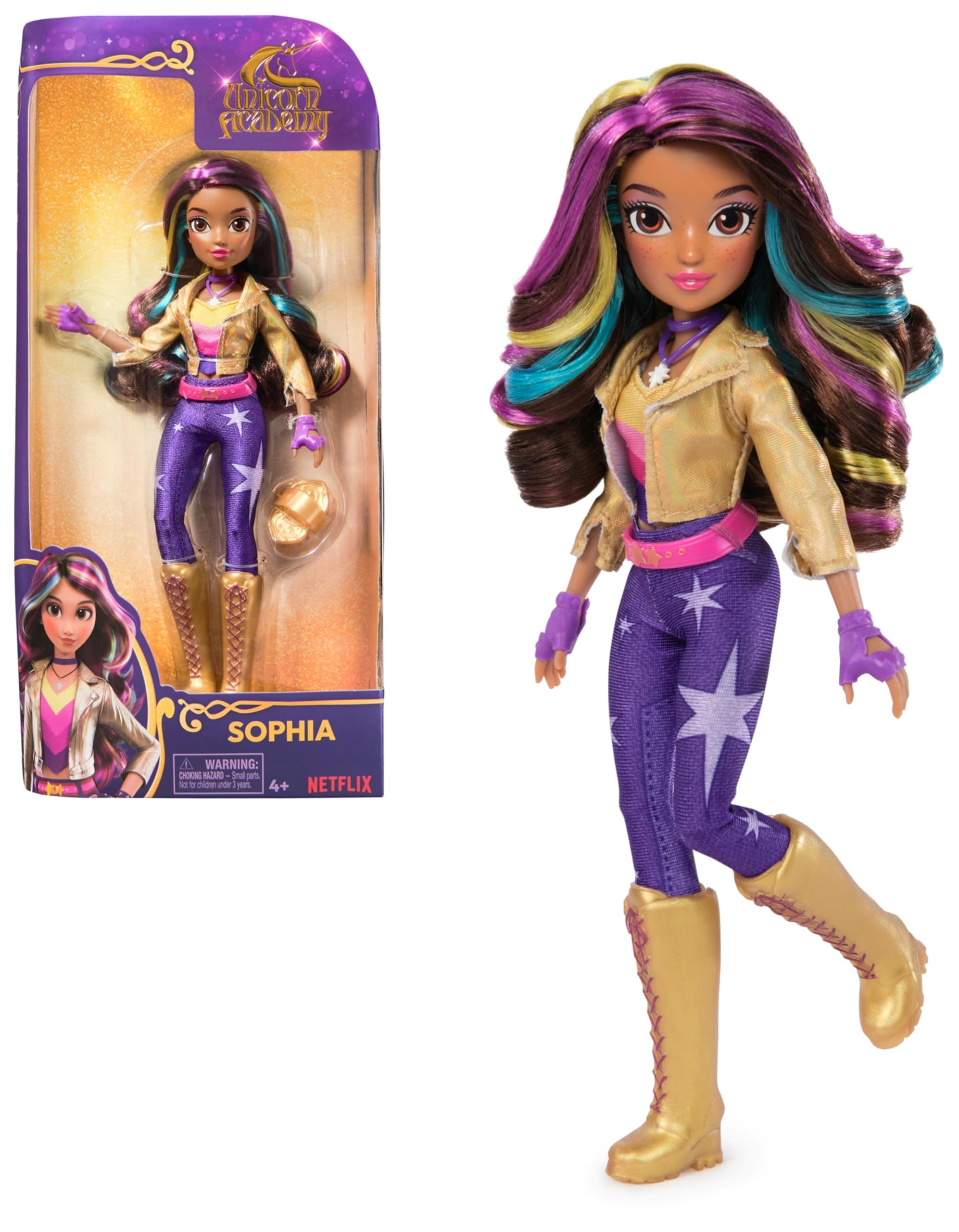 Unicorn Academy, Sophia Doll with Rainbow-Streaked Hair, 6 Fashion Accessories & Hair Styling Tool, 9.5, Dolls & Unicorn Toys for Girls Ages 4 and up