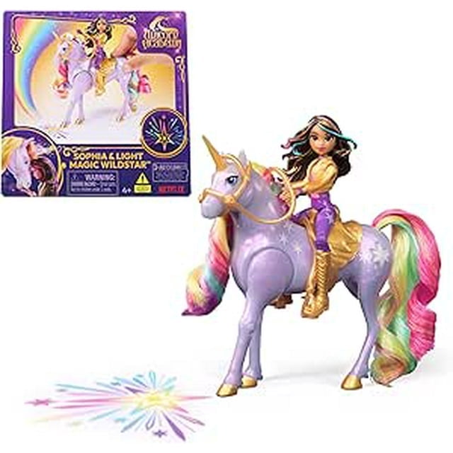 Unicorn Academy, Sophia & Light Magic Wildstar with Rainbow Light-up Effects, 2 Riding Accessories, Dolls & Unicorn Toys for Girls Ages 4 and up
